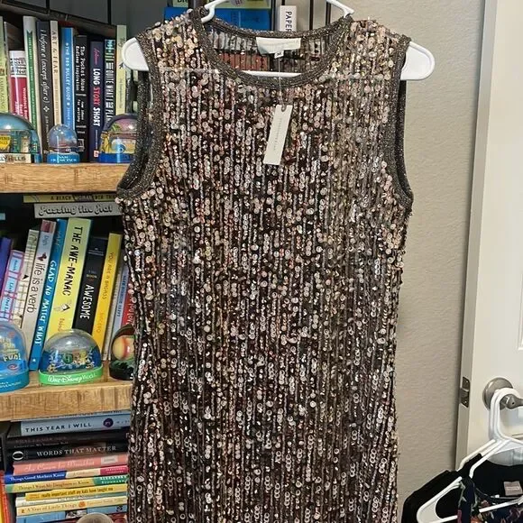 NWT Anthropologie Sequin Slip Dress - Picture 3 of 5